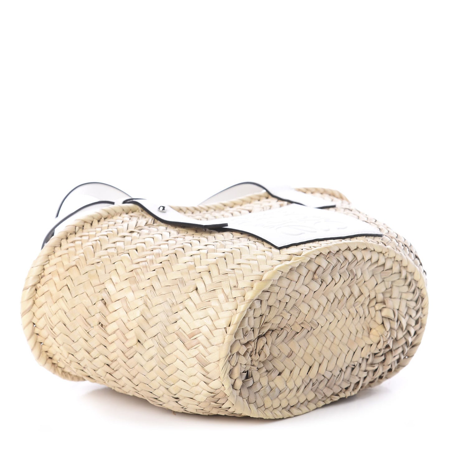 Raffia Small Basket Tote Bag Natural White
