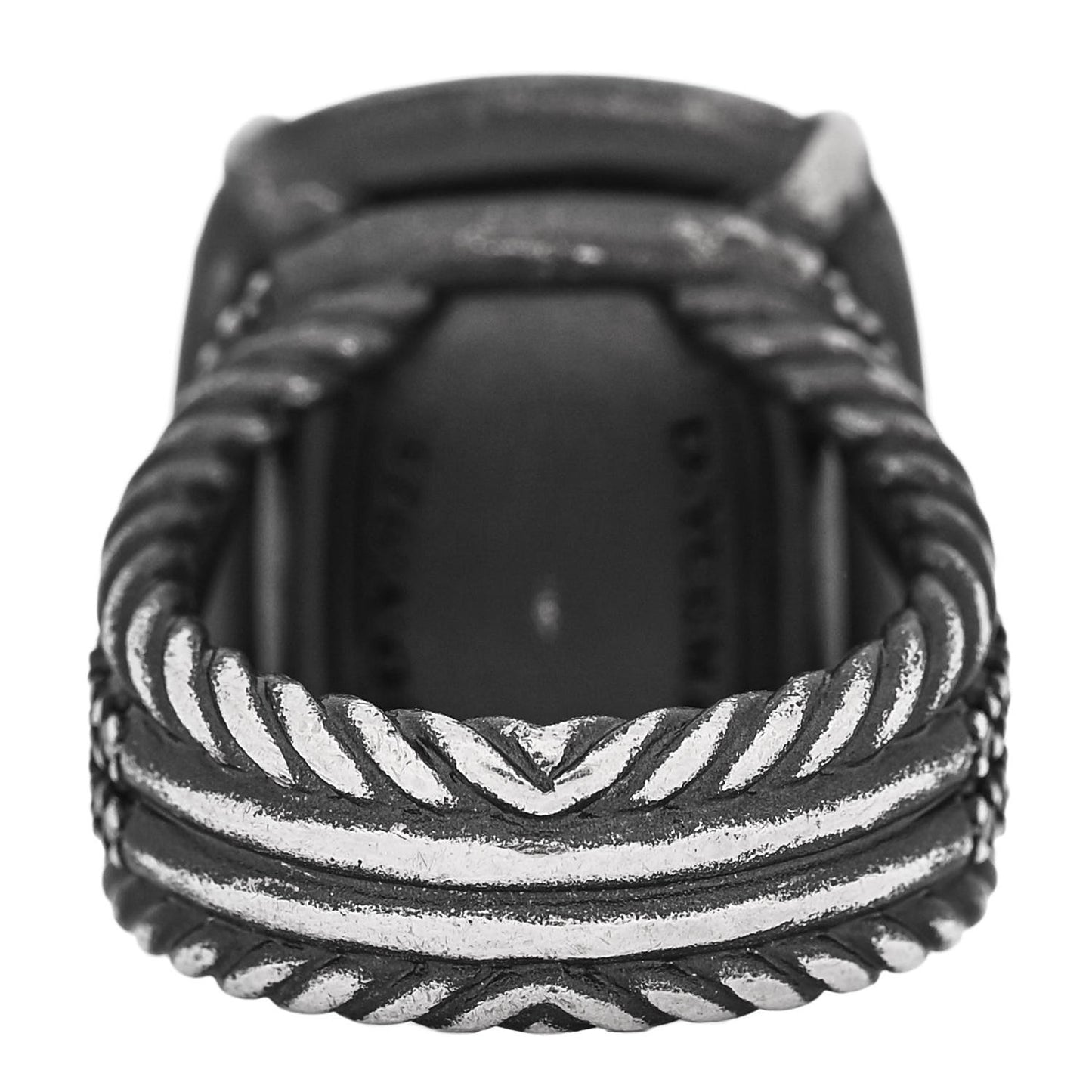 Darkened Sterling Silver Diamond Blue Topaz 20mm Chatelaine Ring 52 6