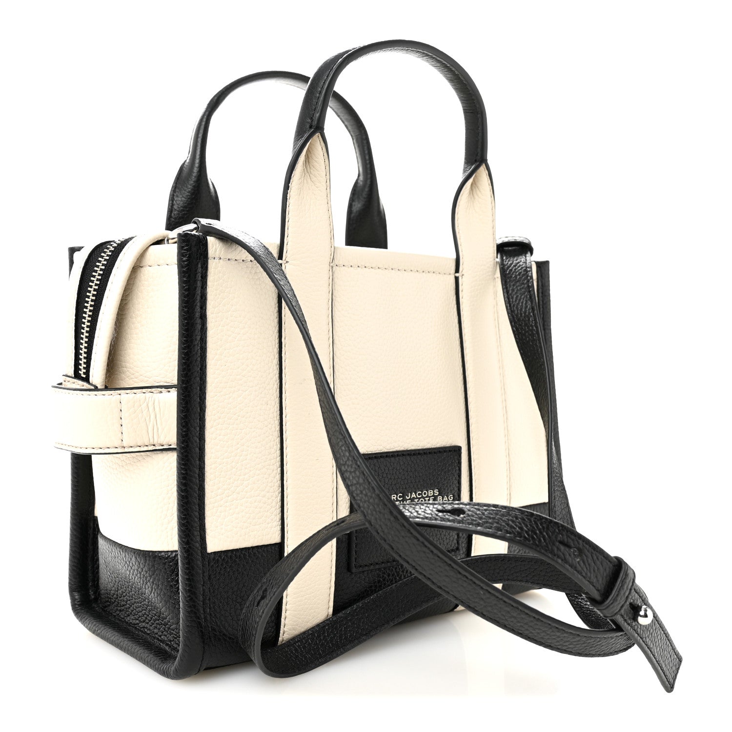 Marc Jacobs Grained Calfskin Small The Tote Bag Ivory Black 3 of 10