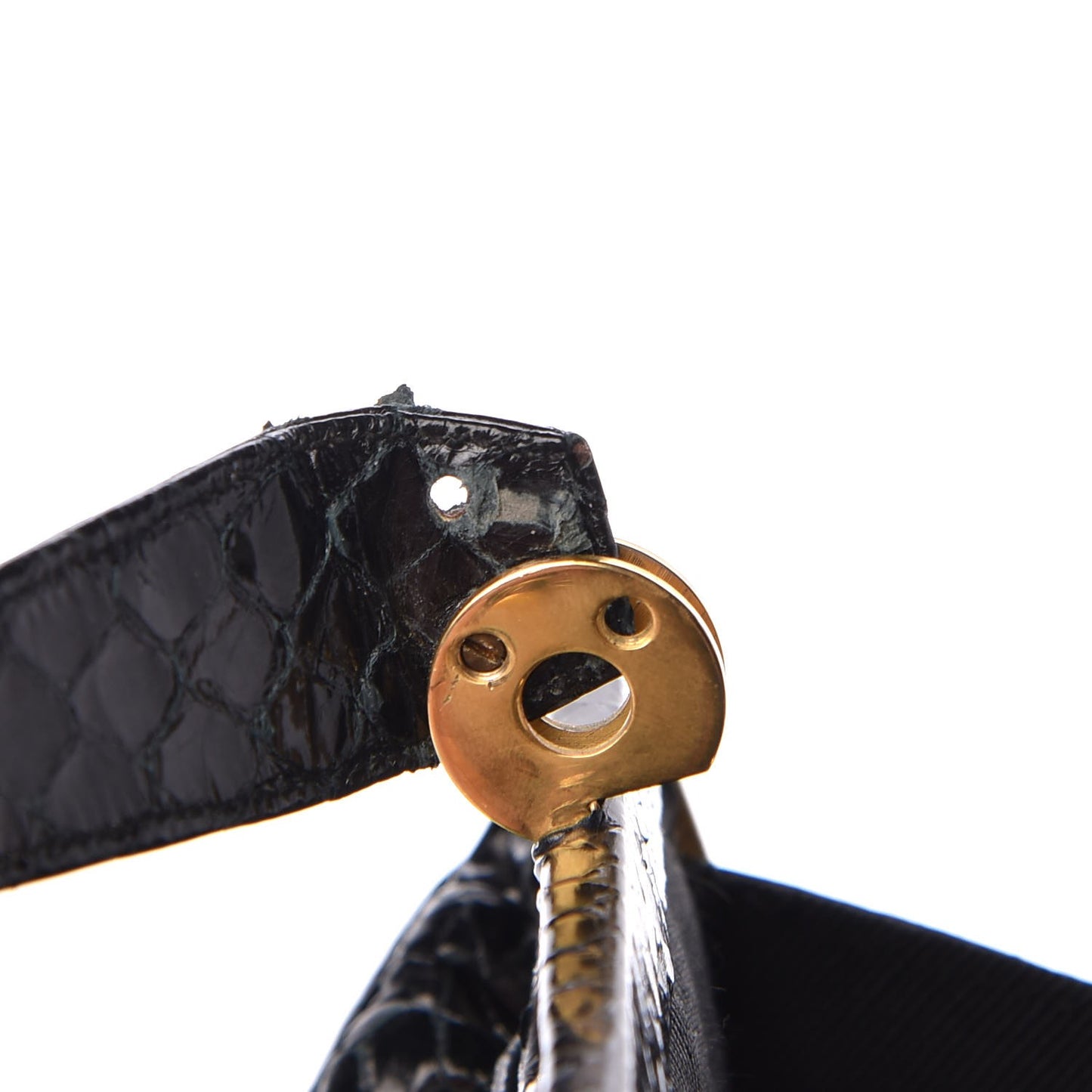 Glazed Snakeskin Frame Evening Bag Black