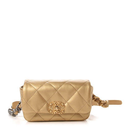 Chanel Metallic Goatskin Quilted Chanel 19 Waist Bag Gold 1 of 11