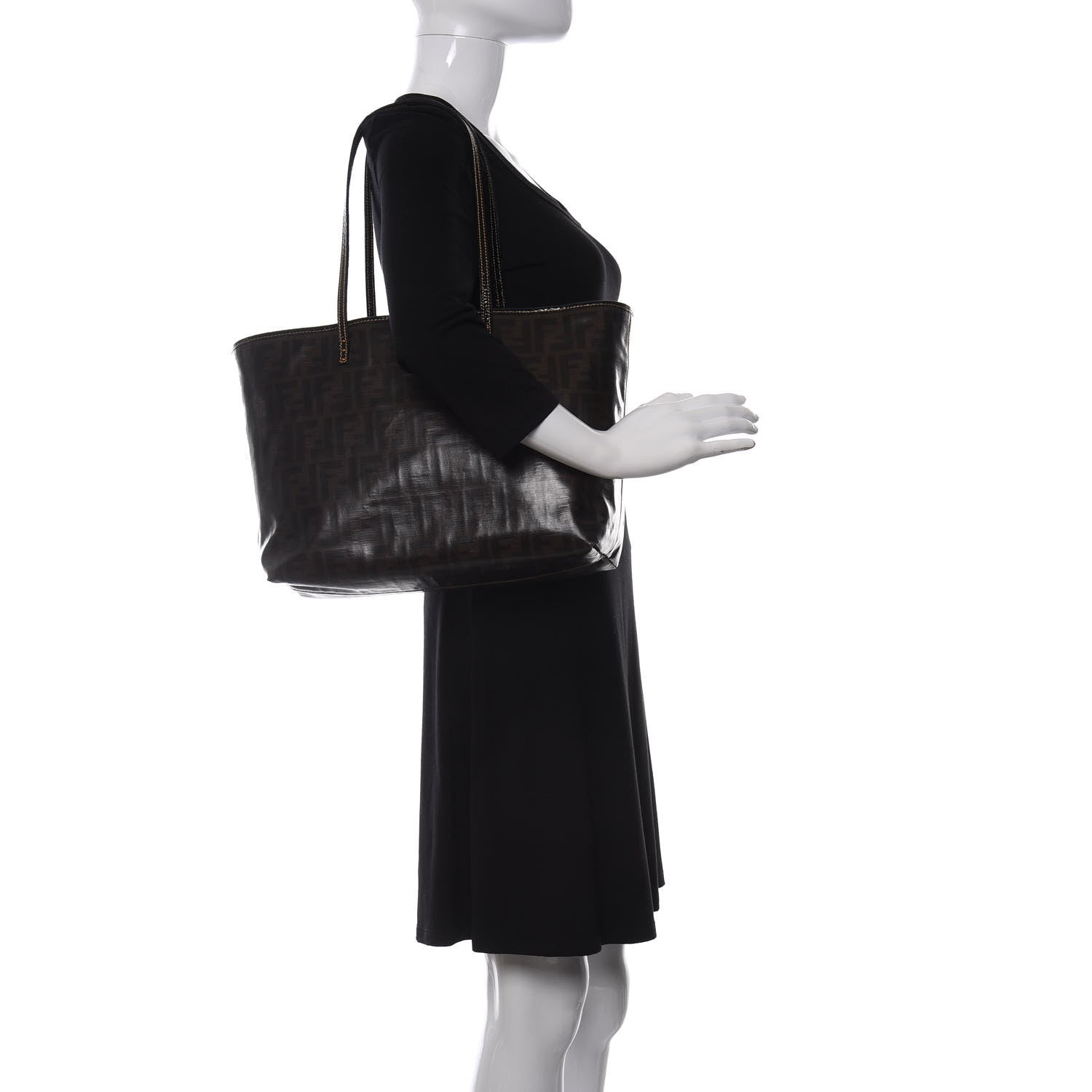 Fendi Zucca Spalmati Matrioska Small Roll Tote Tobacco Black 2 of 15