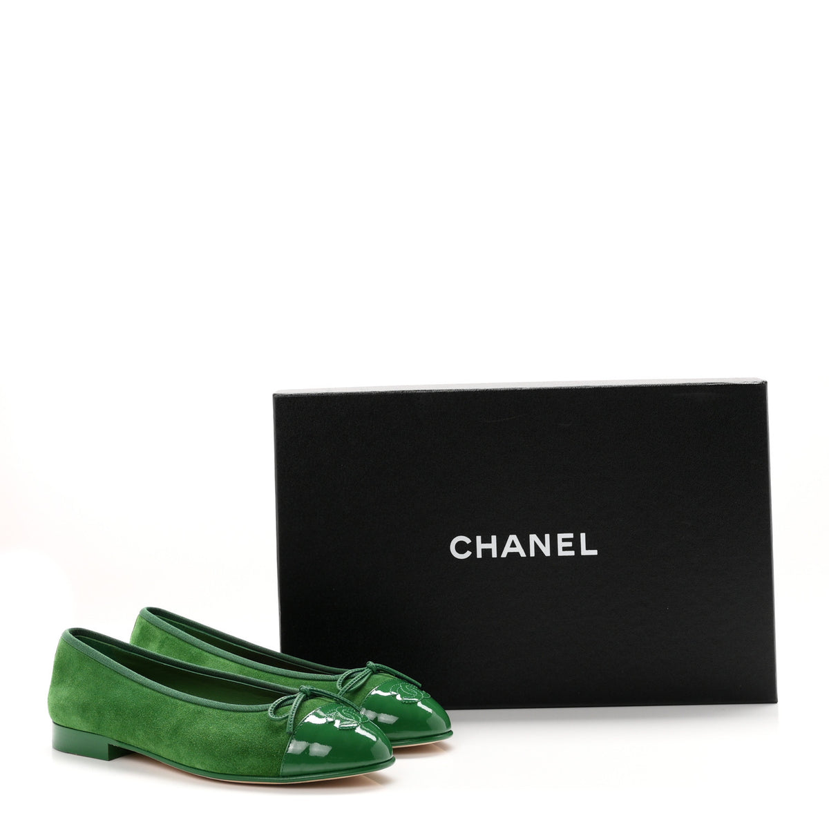 Suede Patent Cap Toe CC Ballerina Flats 37.5 Green