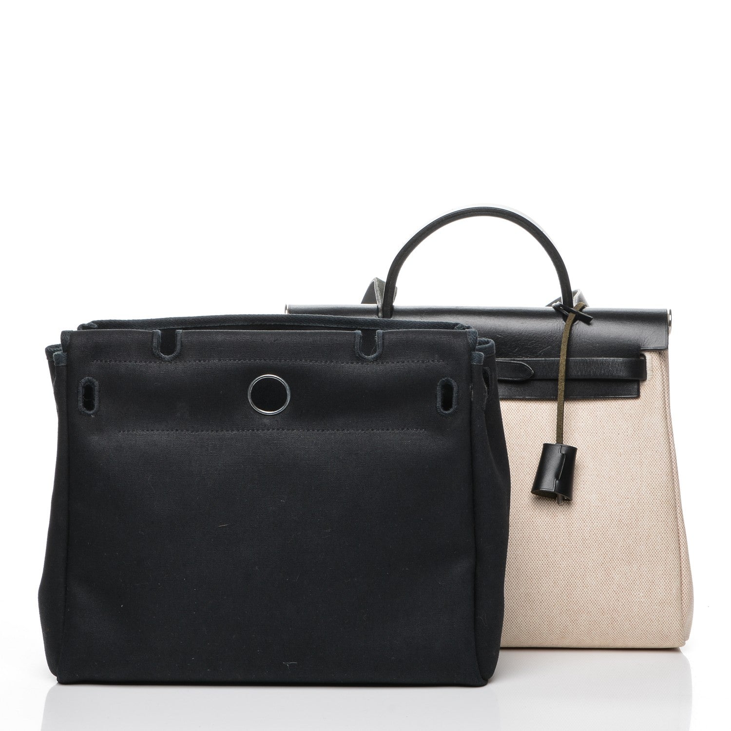 Hermes Toile Vache Calfskin Herbag 30 PM Natural Black 5 of 16