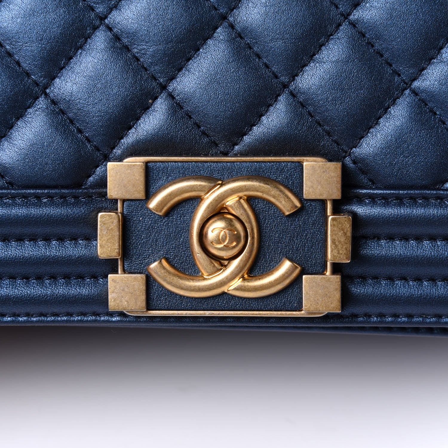 Chanel Metallic Calfskin Quilted Small Boy Flap Blue 10 of 13