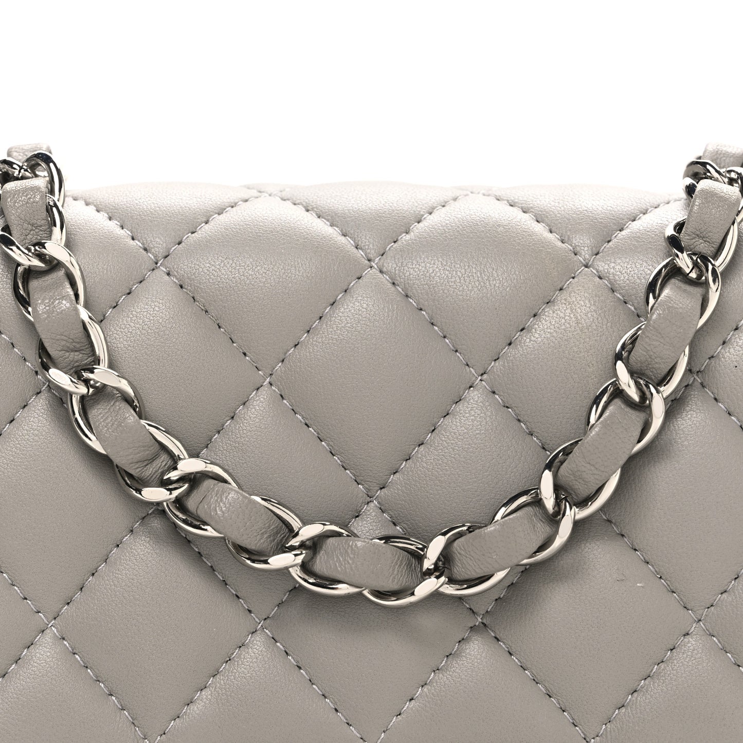 Lambskin Quilted Mini Square Flap Grey