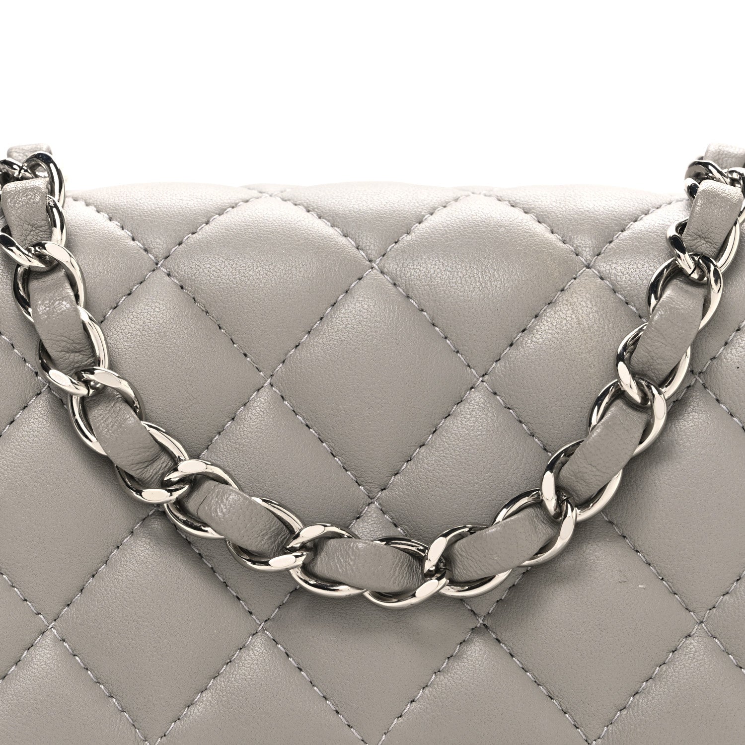 Chanel Lambskin Quilted Mini Square Flap Grey 8 of 10