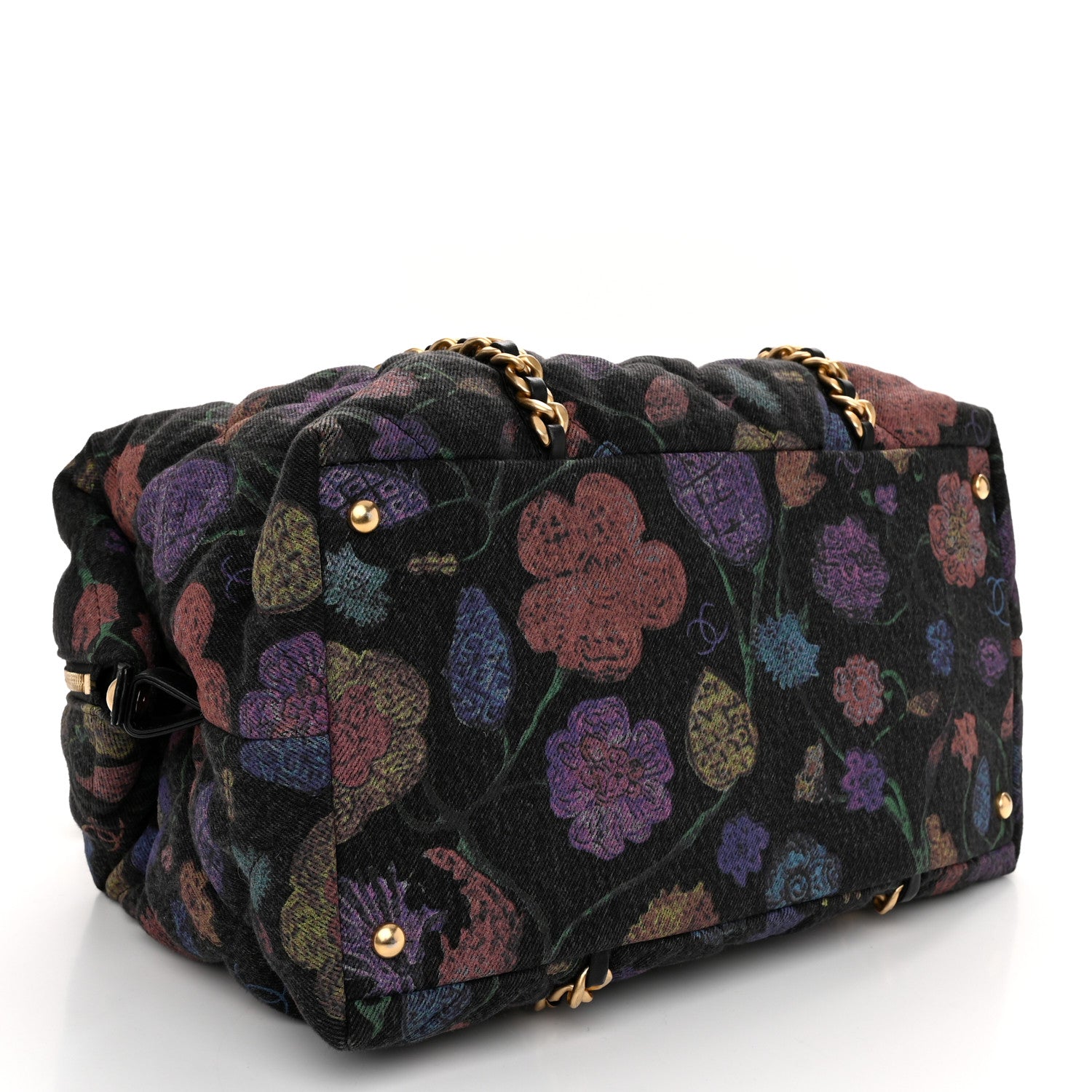 Chanel Denim Printed Destination Chenonceau Shoulder Bag Charcoal Multicolor 4 of 10