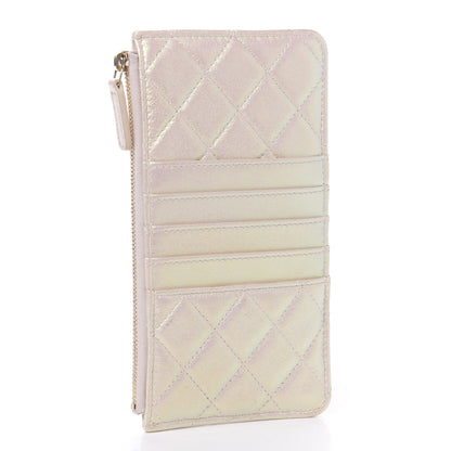 Chanel Iridescent Lambskin Quilted Classic Flat Wallet Pouch Ivory 3 of 8