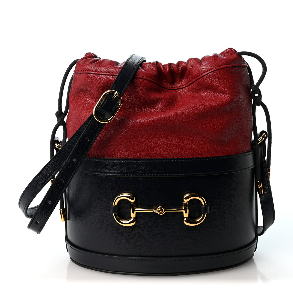 Gucci Azalea Sakai Be Green Calfskin Horsebit 1955 Drawstring Bucket Bag Blue New Cherry Red 1 of 9