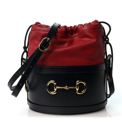 Gucci Azalea Sakai Be Green Calfskin Horsebit 1955 Drawstring Bucket Bag Blue New Cherry Red 1 of 9