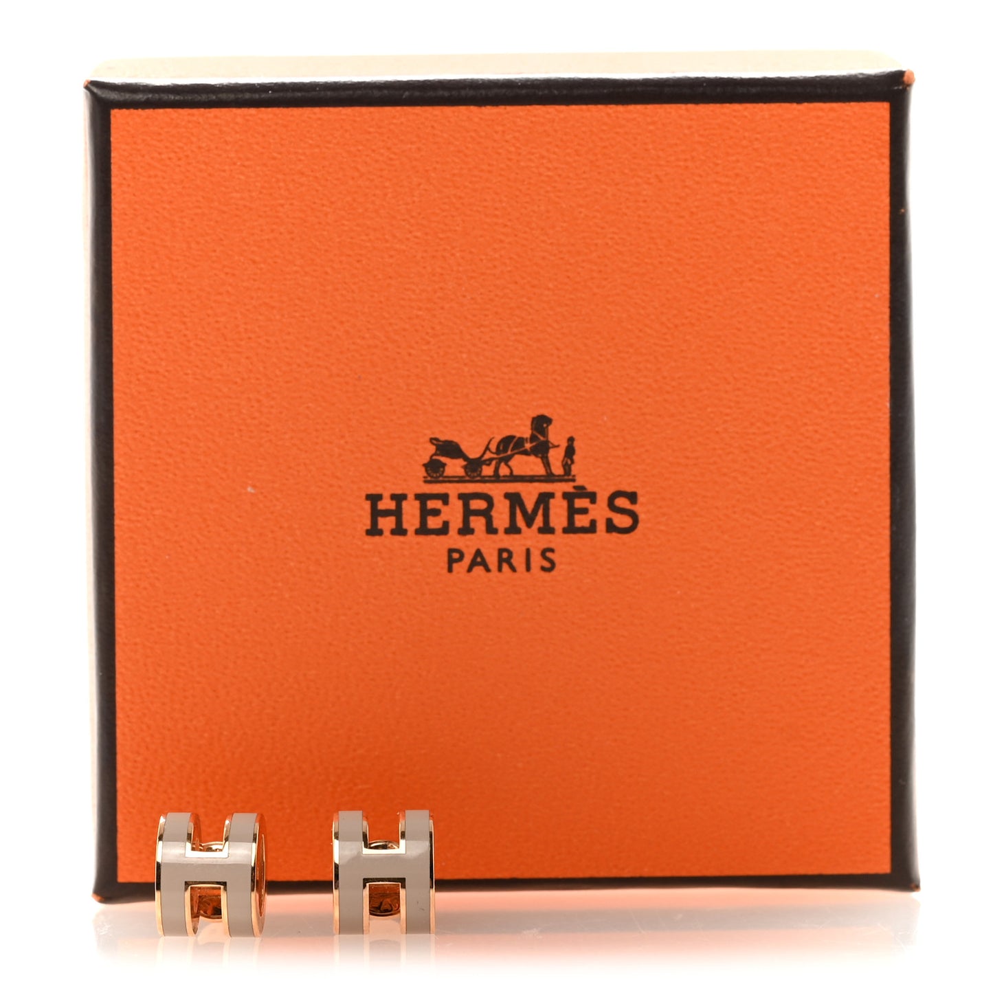 Rose Gold Lacquered Mini Pop H Earrings  Marron Glace