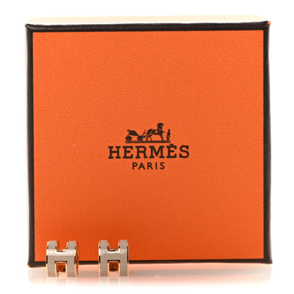Hermes Rose Gold Lacquered Mini Pop H Earrings  Marron Glace 5 of 5