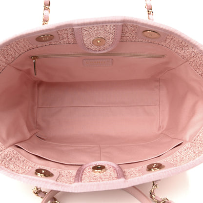Chanel Lurex Boucle Small Deauville Tote Pink 5 of 9