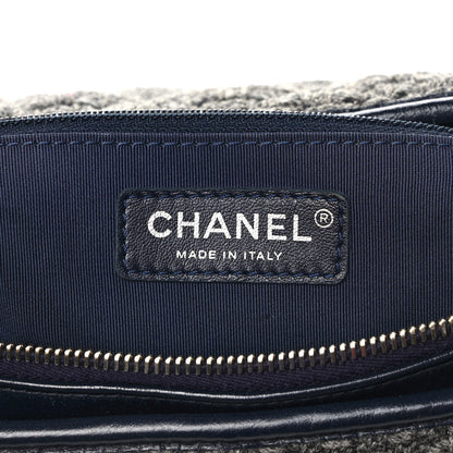 Chanel Tweed Calfskin Quilted Medium Gabrielle Hobo Gray Navy 6 of 11