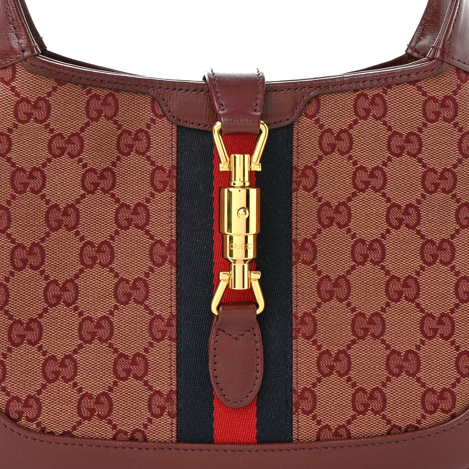 Gucci Monogram Azalea Calfskin Web Small Jackie 1961 Hobo Sahara Rubino Chardonnay 8 of 10