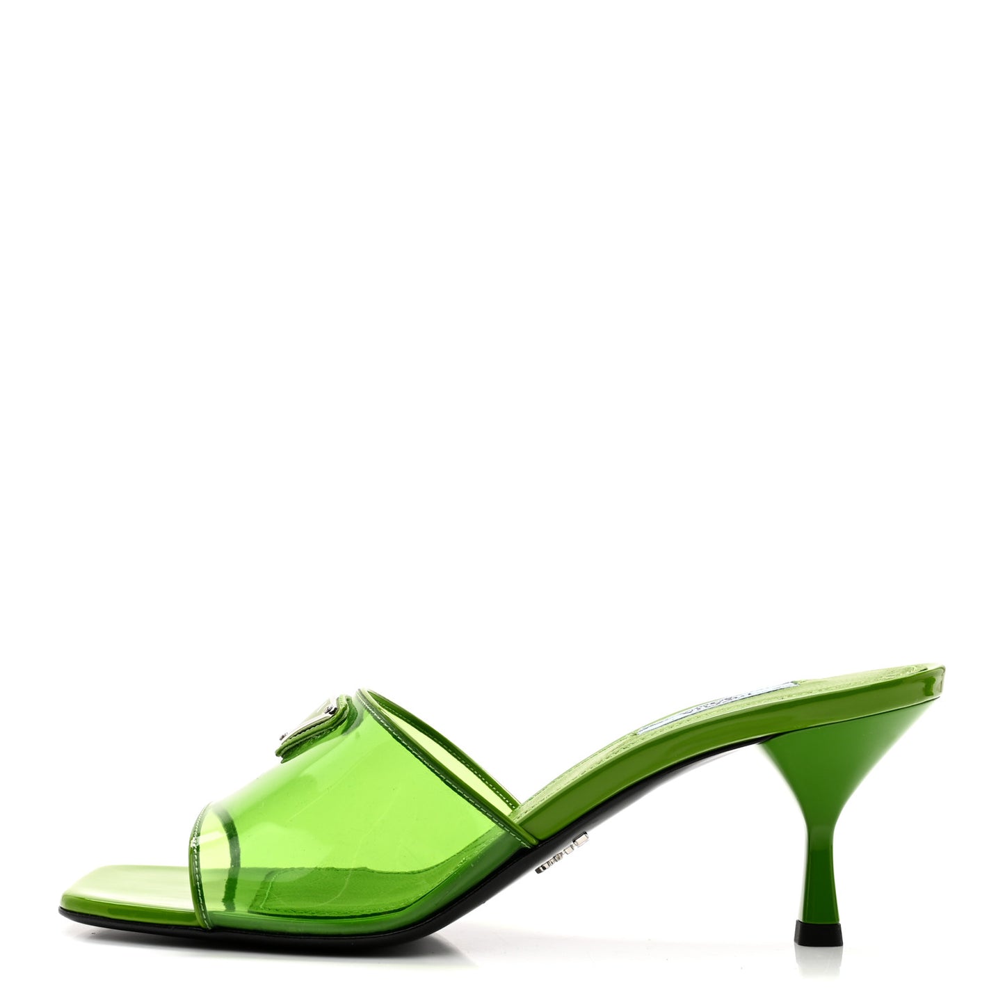 Plexiglass Vernice Metal Triangle Logo 65mm Slide Sandals 38 Mela
