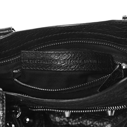 Balenciaga Agneau Classic Silver Hardware Mini City Logo Strap Black White 7 of 10