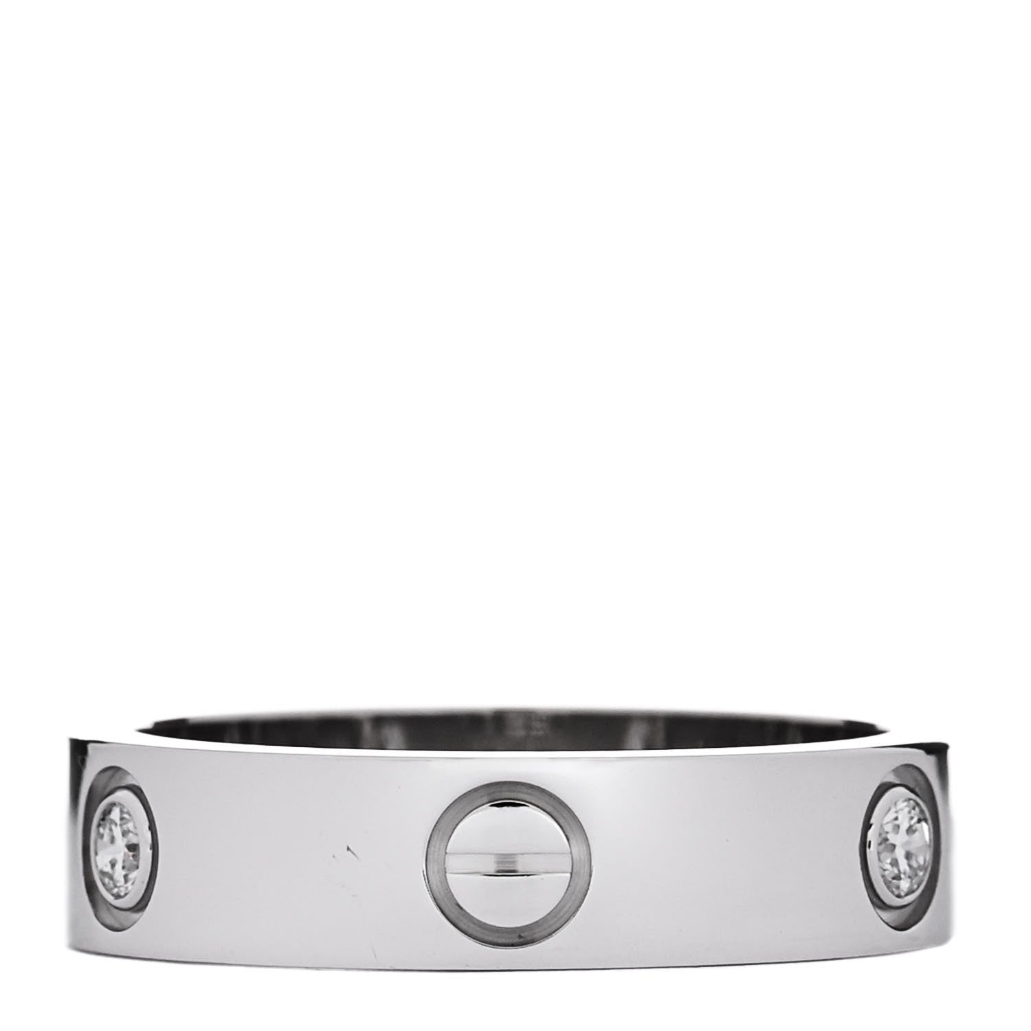 Cartier 18K White Gold 3 Diamond 5.5mm LOVE Ring 61 9.5 1 of 5