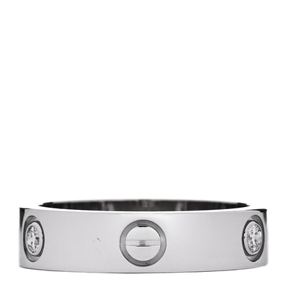 Cartier 18K White Gold 3 Diamond 5.5mm LOVE Ring 61 9.5 1 of 5