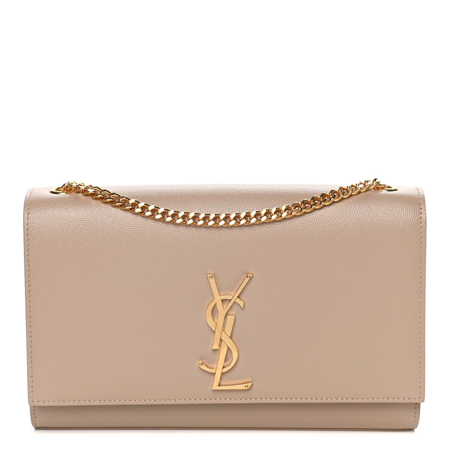 Saint Laurent Grain De Poudre Medium Monogram Kate Satchel Dark Beige 1 of 10