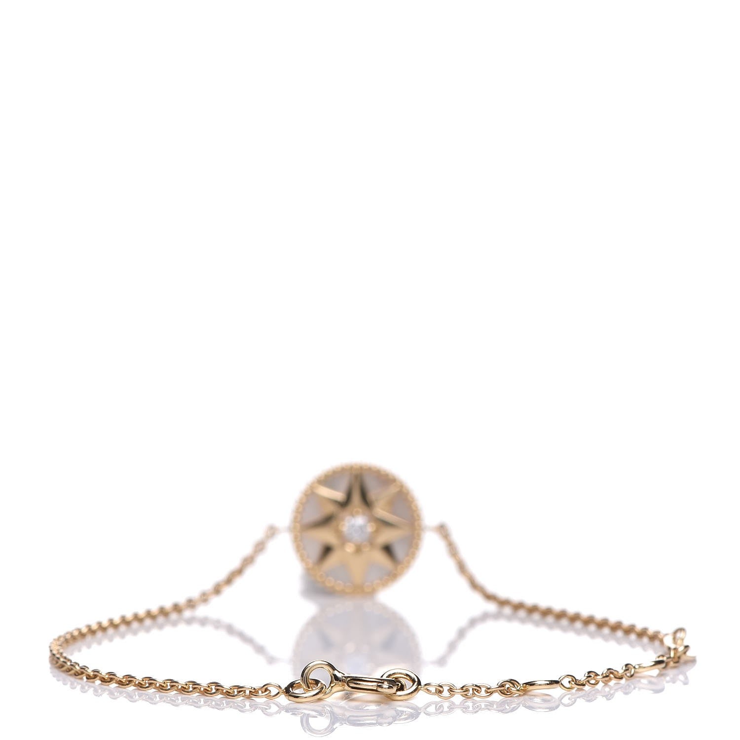 Christian Dior 18K Yellow Gold Diamond Mother of Pearl Rose Des Vents Bracelet 11 of 16