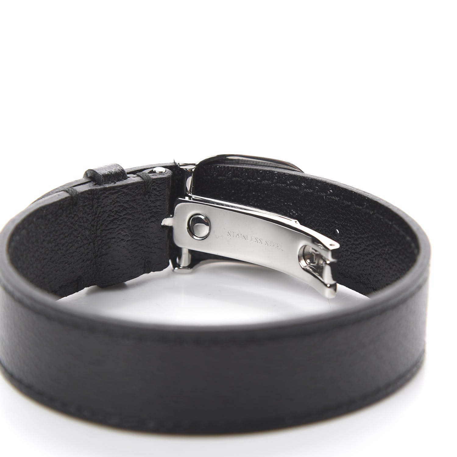 Gucci Stainless Steel 18K Yellow Gold Calfskin Interlocking G Bracelet Black 3 of 3