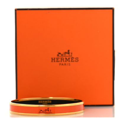 Hermes Enamel Printed Narrow Caleche Bracelet 70 Orange 7 of 7