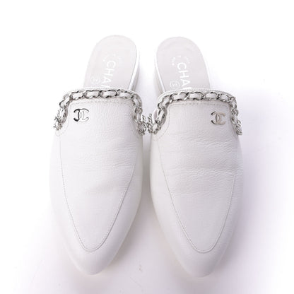 Chanel Goatskin Chain CC Mules 35.5 White 6 of 12