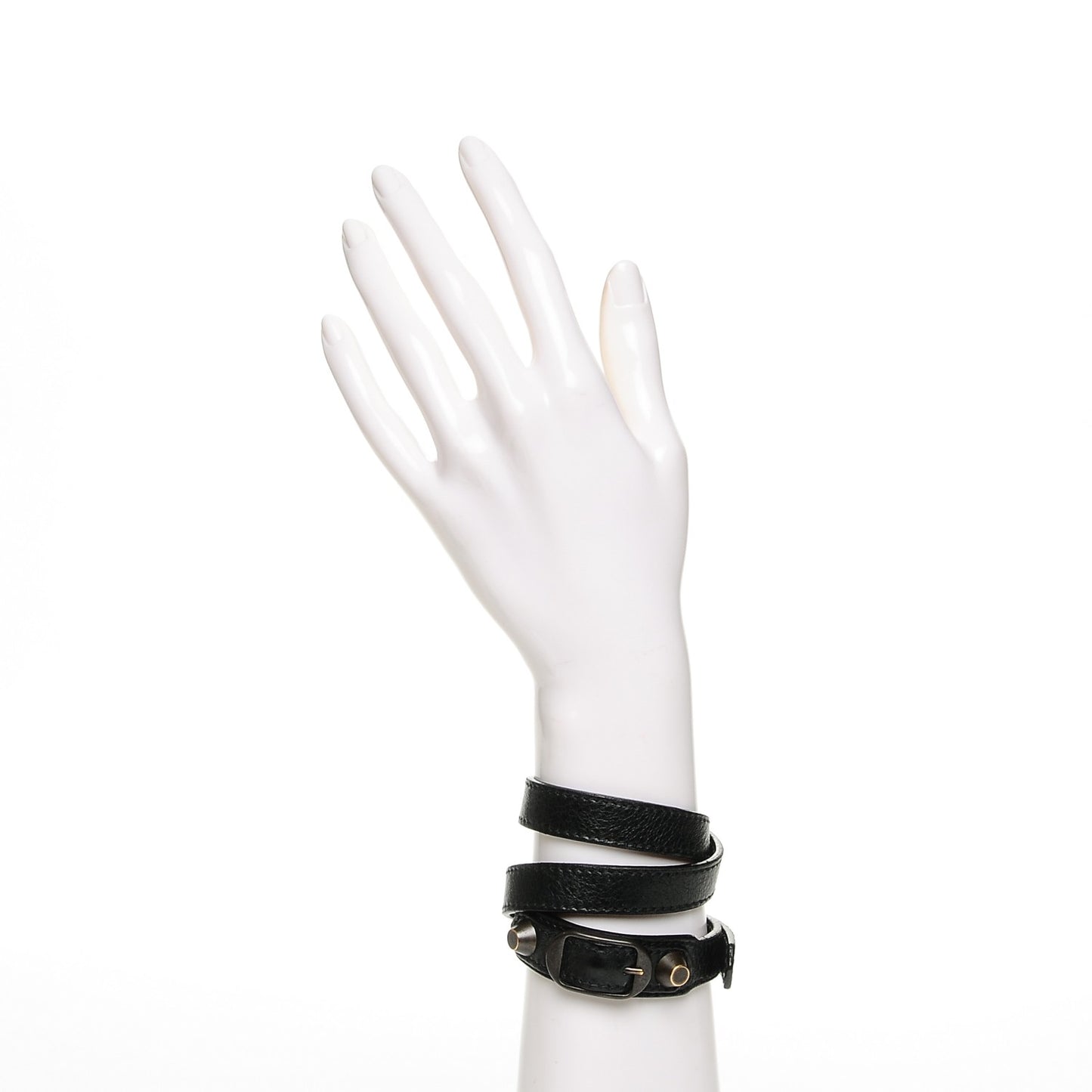 Agneau Arena Classic Hardware Triple Tour Bracelet S Black