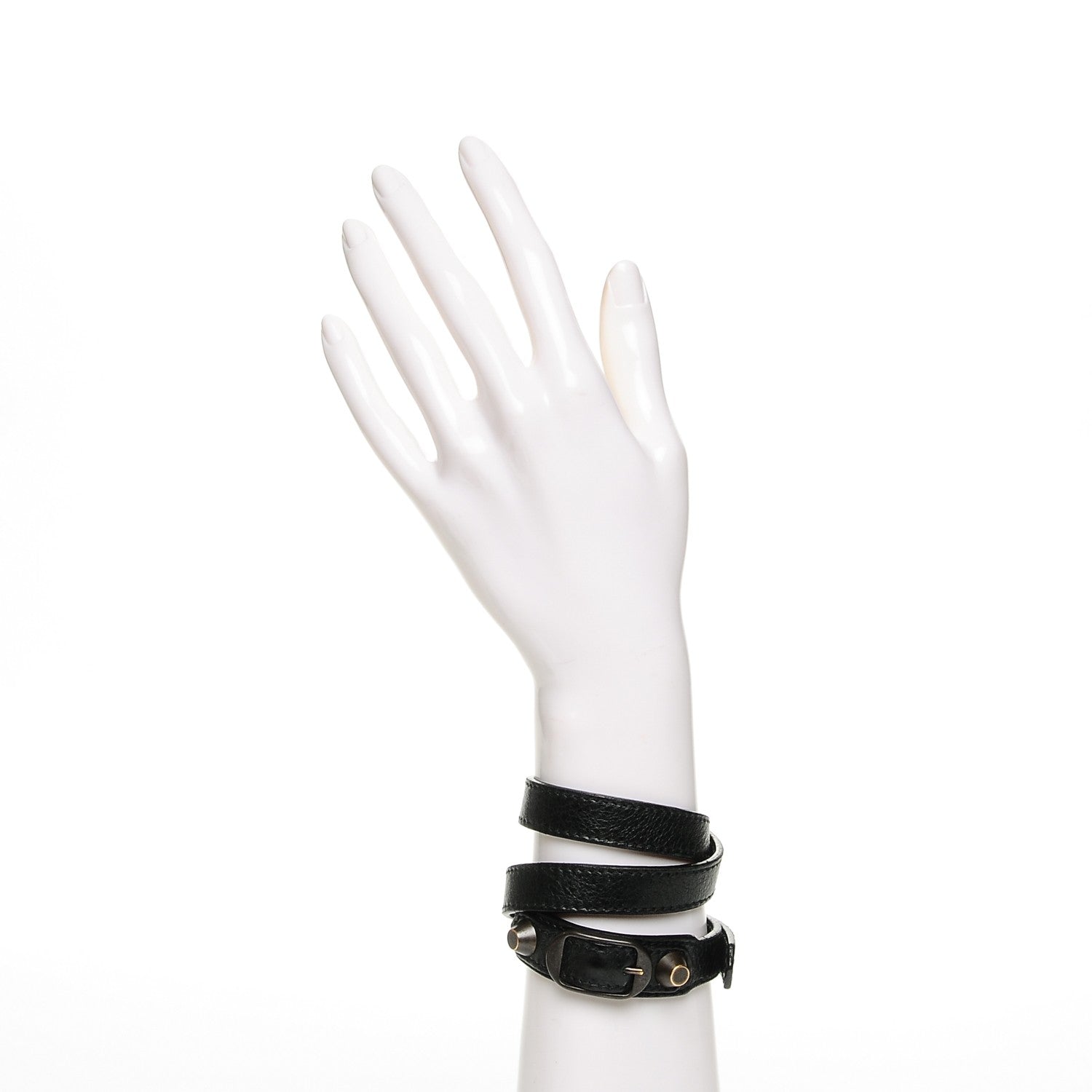 Balenciaga Agneau Arena Classic Hardware Triple Tour Bracelet S Black 2 of 6