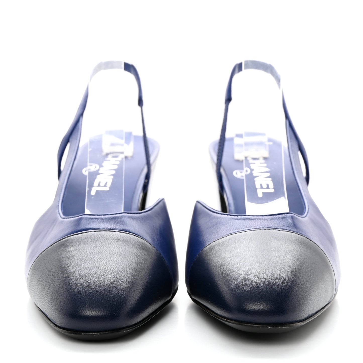 Lambskin Cap Toe Slingback Pumps 40 Blue