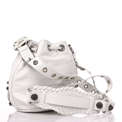 Balenciaga Agneau Arena Le Cagole Bucket Bag XS Optic White 4 of 11