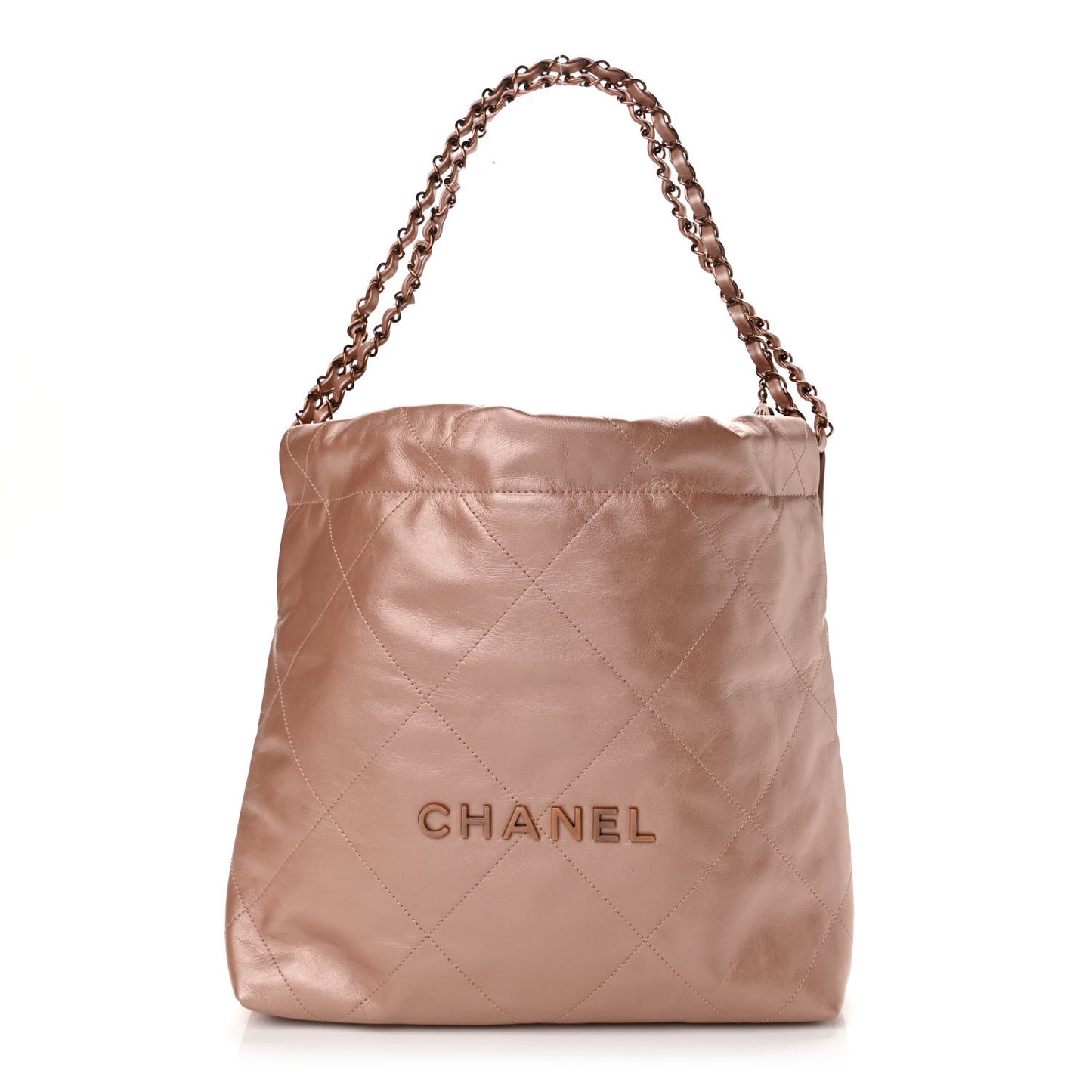 Metallic Calfskin Quilted Small Chanel 22 Pink