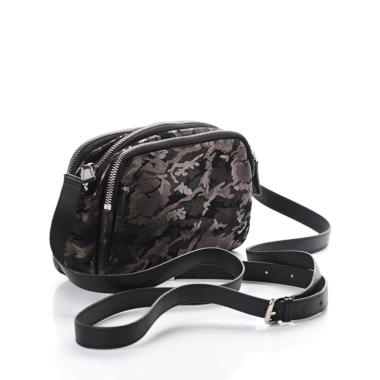 Metallic Nappa Camo Opal Crossbody Bag Black Gunmetal