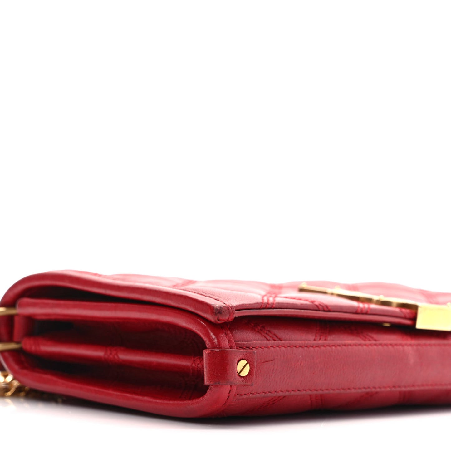 Lambskin Diamond Quilted Becky Chain Wallet Rouge Eros