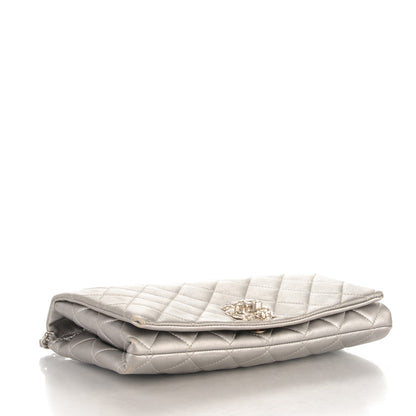 Chanel Metallic Lambskin Quilted Medium Leo Lion Flap Clutch Silver 4 of 9