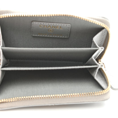 Chanel Metallic Goatskin Quilted Chanel 19 Zip Around Coin Purse Wallet Silver 5 of 8