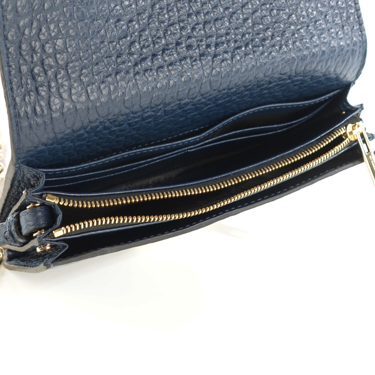 Burberry Signature Grain Clutch With Chain Blue Carbon 8 of 8