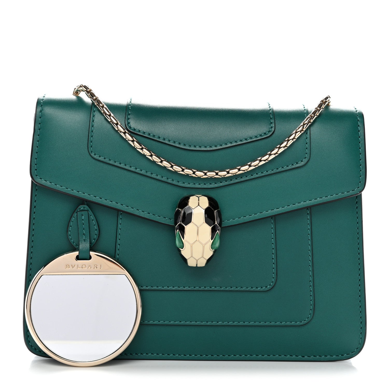 Bulgari Calfskin Small Serpenti Forever Snake Strap Crossbody Bag Emerald Green 3 of 10