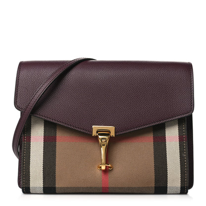 Burberry Derby Calfskin House Check Small Macken Crossbody Bag Mahogany Red 1 of 10