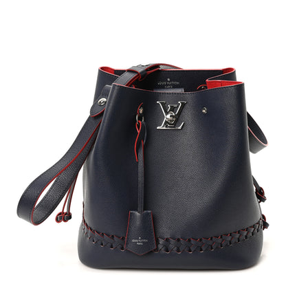 Louis Vuitton Soft Calfskin Braided Lockme Bucket Marine Rouge 1 of 9