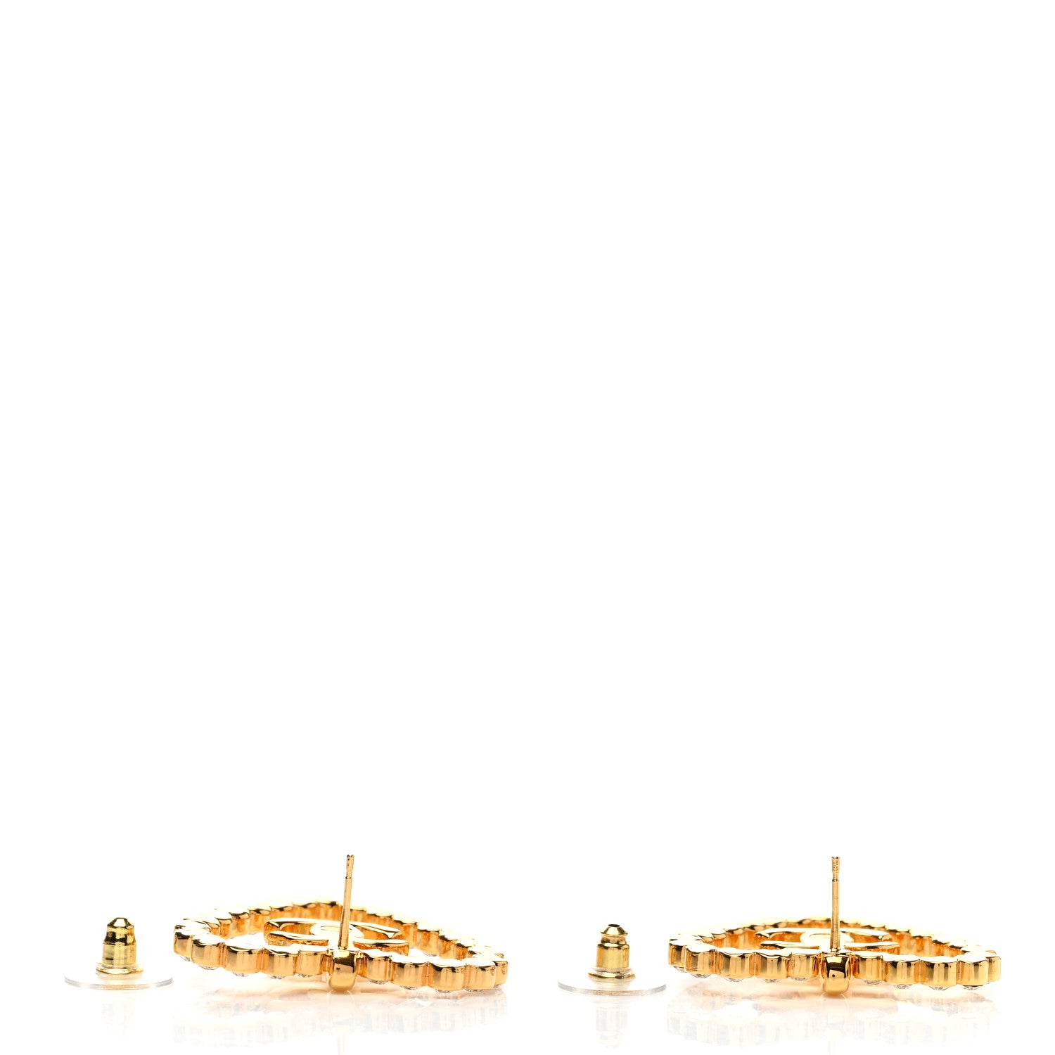 Chanel Crystal Heart CC Earrings Gold 3 of 4