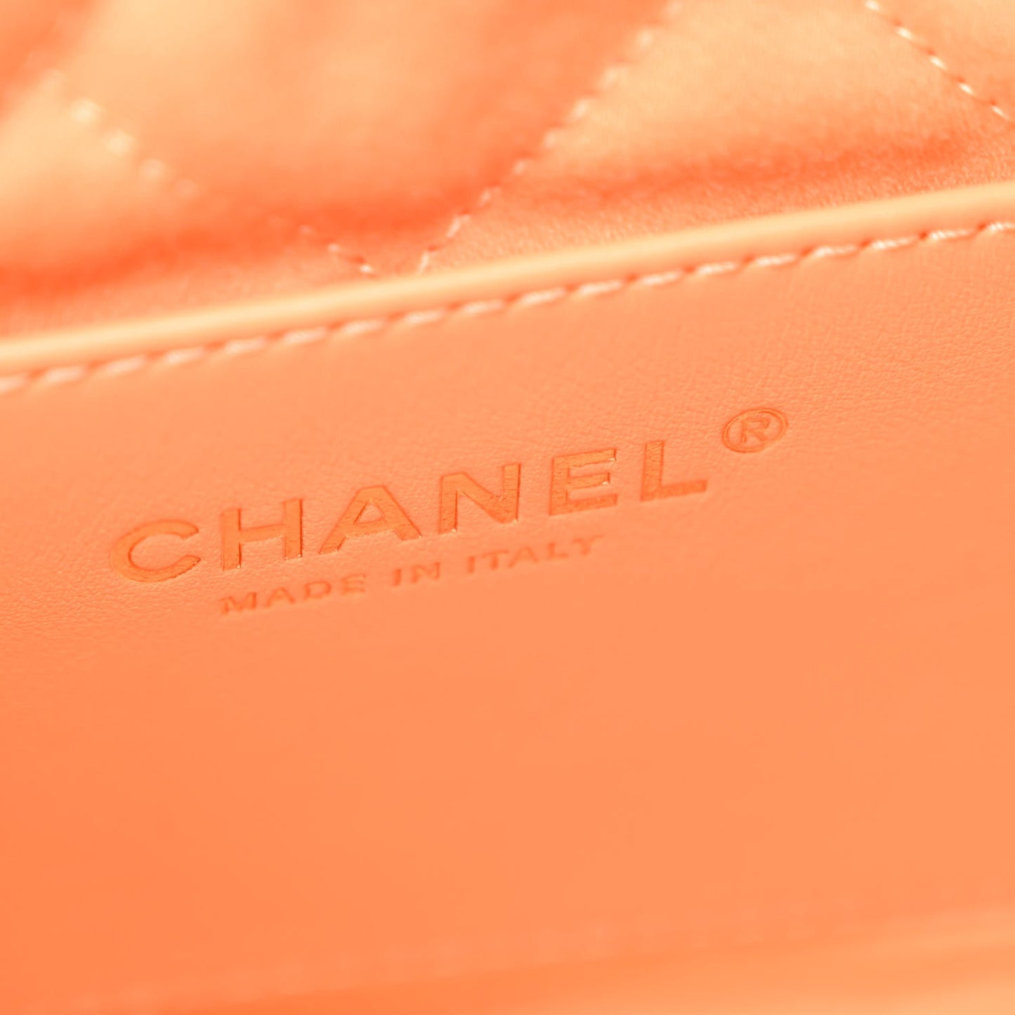 Shiny Calfskin Quilted Mini Chanel 22 Orange