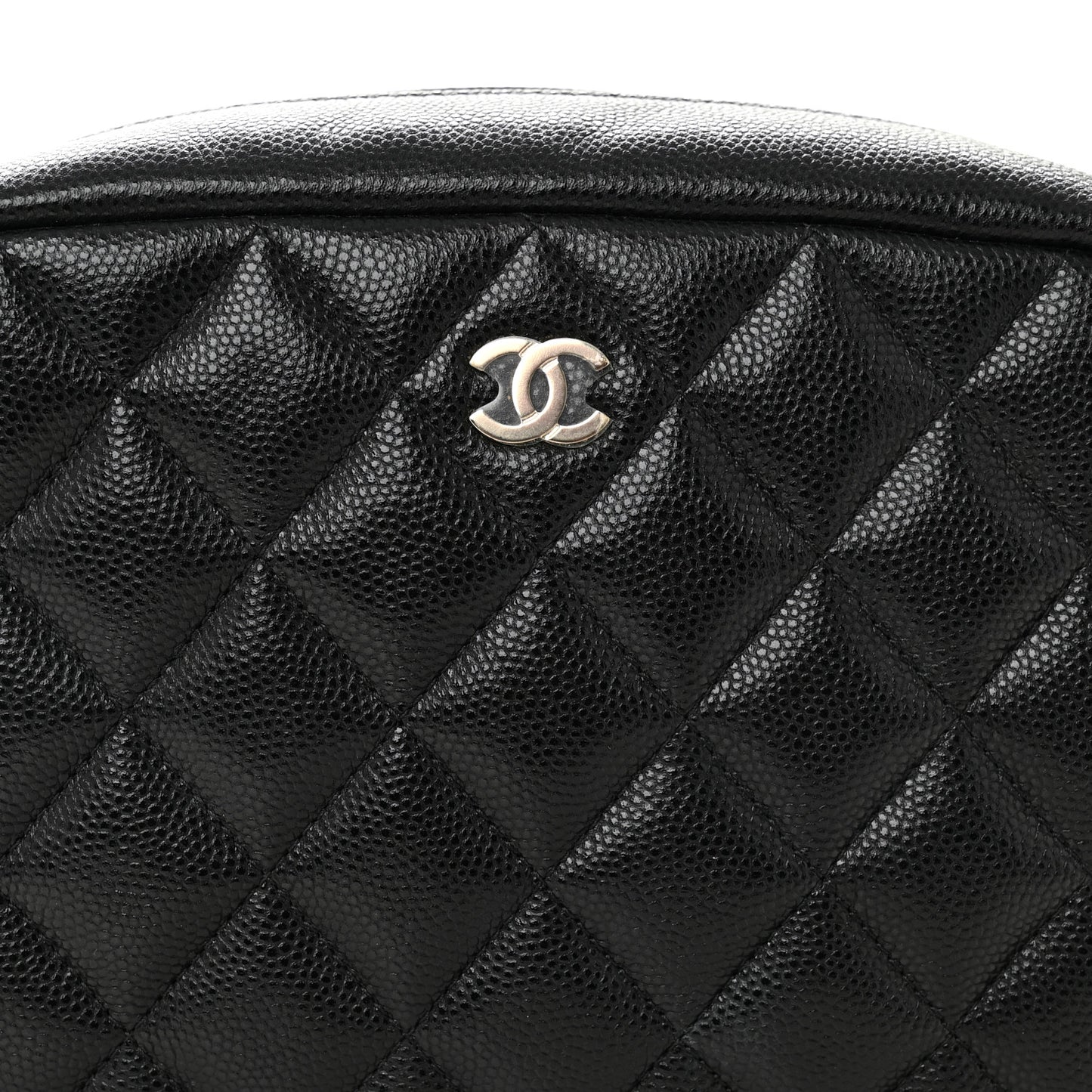 Caviar Quilted Medium Curvy Pouch Cosmetic Case Black