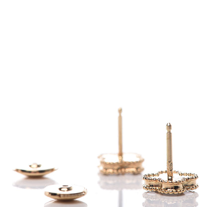 Van Cleef & Arpels 18K Yellow Gold Mother of Pearl Sweet Alhambra Earrings 3 of 6