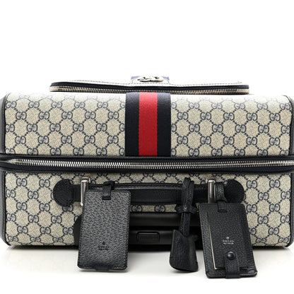 Gucci GG Supreme Monogram Textured Dollar Calfskin Web Savoy Cabin Plus Trolley Beige Blue 9 of 9