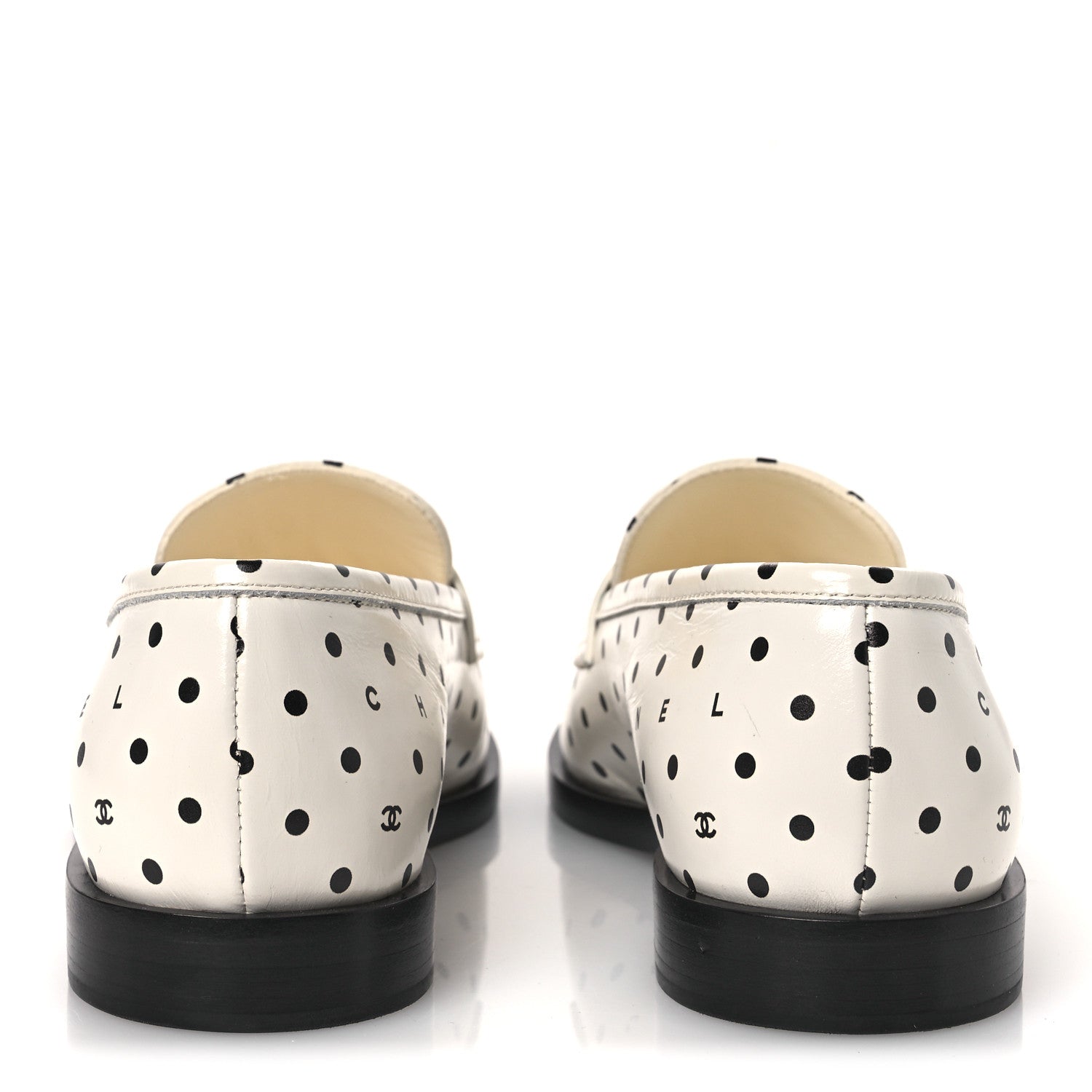 Chanel Printed Calfskin CC Dots Moccasin Loafers 36 Ivory Black 6 of 11