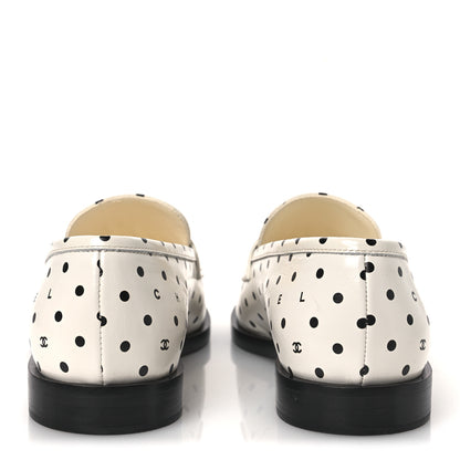 Chanel Printed Calfskin CC Dots Moccasin Loafers 36 Ivory Black 6 of 11