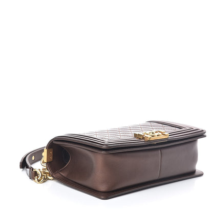 Chanel Metallic Patent Calfskin Quilted Medium Boy Flap Brown 4 of 9
